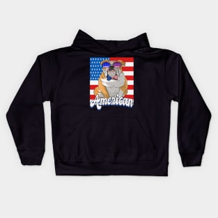 English Bulldog 4th of July American Kids Hoodie